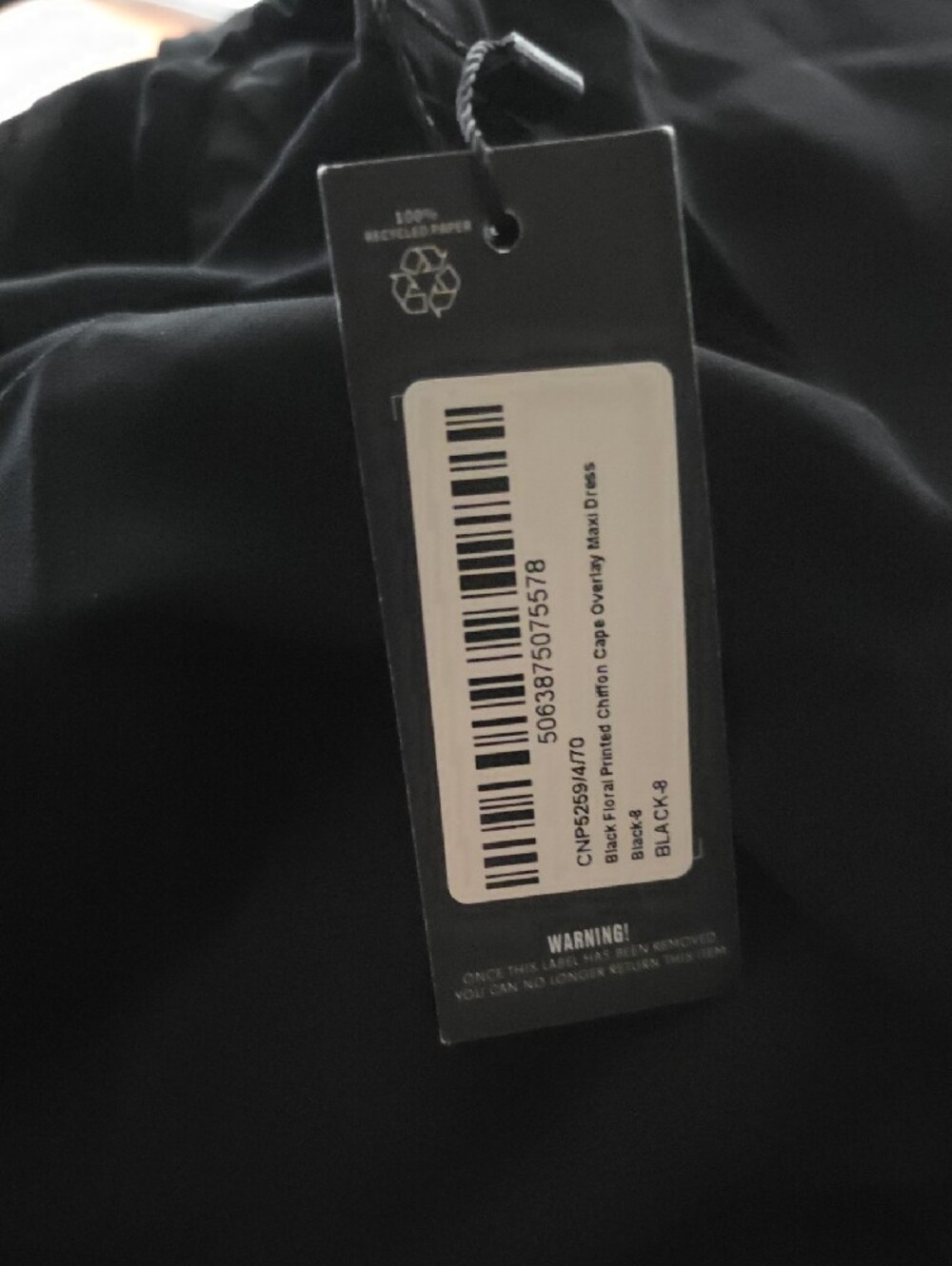 Pretty Little Thing Black Floral Printed Chiffon Cape Overlay Maxi Dress Size 4 - Picture 5 of 5